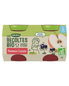 Blédina Les Récoltes Bio Pommes Cassis dès 6 mois 2x130g