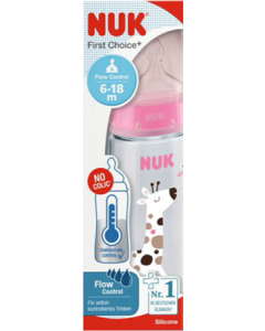 Nuk Biberon First Choise+ Fc+ Tc 360ml Silicone 6/18m Flow Control Fille