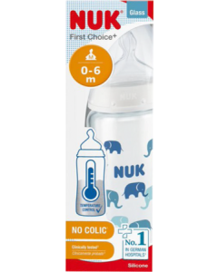 Nuk Biberon First Choice+ Fc+ Fc+ Tc 240ml Silicone 0/6m M Mixte Elephant Verre