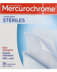 Mercurochrome Compresse Sterile 20cm X 20cm 30
