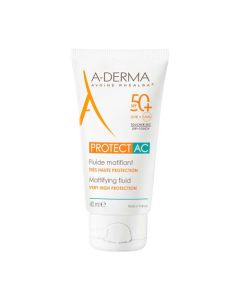 A-Derma Protect Fluide Solaire Visage Matifiant Spf50+ AC 40 ml