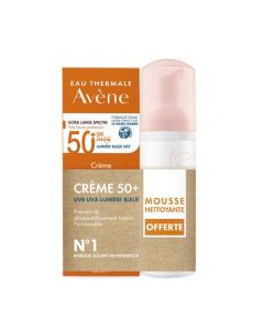 Avène Crème Solaire Visage SPF50+ + Mousse Nettoyante 50ml Offerte