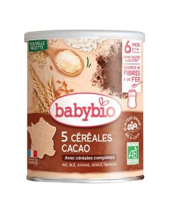 Babybio 5 Céréales Cacao Dès 6 Mois 220g