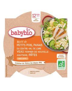Babybio Mijoté de Petits Pois, Panais, Veau, Pates au Thym Dès 12 Mois 230g