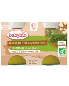 Babybio  Pomme De Terre, Epinard Dès 4 Mois 2x130g