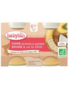 Babybio Pots Pomme, Banane, Lait de Coco Dès 6 Mois 2x130g