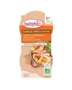Babybio  Pomme De Terre, Tomate, Champignon, Veau Dès 8 Mois 2x200g
