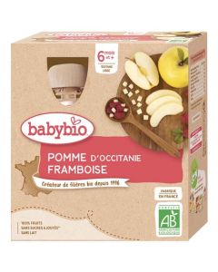 Babybio Gourdes Pomme Framboise Dès 6 Mois 4x90g