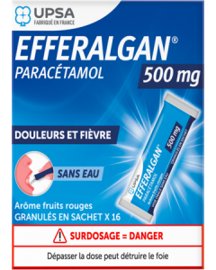 UPSA Efferalgan 500mg Fruits Rouges Granules Sachets x16