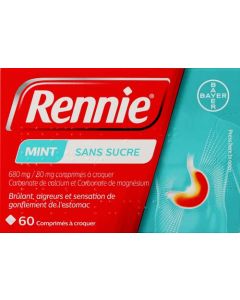 Rennie Sans Sucre 60 comprimés à croquer