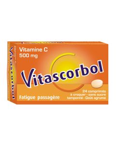 Vitascorbol Sans Sucre Tamponné 500mg 24 Comprimés à Croquer