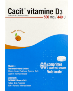Cacit Vitamine D3 500mg/440ui Comprimés à Sucer x60