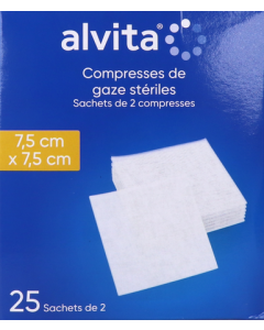 Alvita Compresse Stérile 7cm5 X 7cm5 X2 25 unités