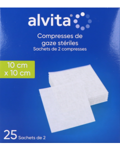 Alvita Compresse Stérile 10cm X 10cm X2 25 unités