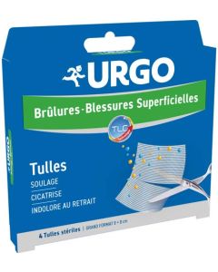 Urgo Tulles Brûlures Blessures Superficielles Tulle Lipidocolloïde Grand Format x4