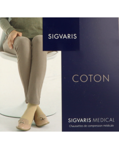 Sigvaris2 Coton Chaussette Noire Grise Long Medium
