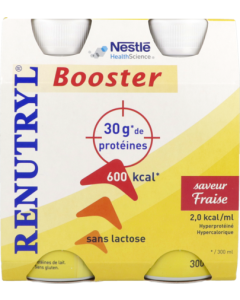 Renutryl Booster Sans Lactose Boisson Fraise 300ml X4