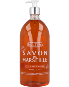 Beauterra Savon Liquide de Marseille Parfum Fleur D'Oranger 1L