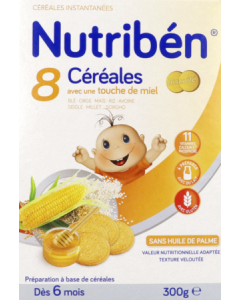 Nutriben 8 Céréales Miel Biscuite Instantané 2ème Age 300g