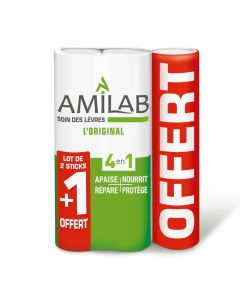 Amilab Baume Lèvres 2 Sticks de 3.6ml + 1 Offert