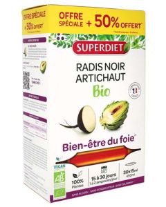 Superdiet Radis Noir Artichaut Bio Ampoules Buvables 15ml x30