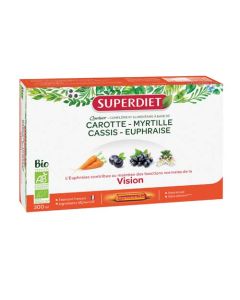 Superdiet Quatuor Euphraise Vision Bio
Carotte, Myrtille, Cassis, Euphraise - 20 Ampoules de 15ml