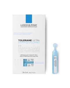 La Roche-Posay Toleriane Ultra Démaquillant Visage et Yeux Peaux Ultra-Sensibles à Allergiques Monodoses Stériles 30 X 5 ml