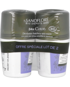 Sanoflore Déodorant Bille 24h Coton Bio 50ml X2