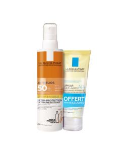 La Roche-Posay Anthelios Crème Solaire en Spray Invisible Corps SPF 50+ Avec Parfum 200 ml + Huile Lavante Lipikar 100 ml Offerte