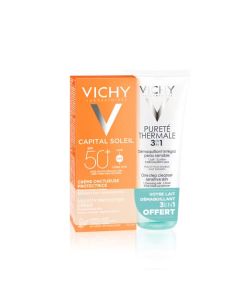 Vichy Capital Soleil Crème Onctueuse Protectrice SPF50+ 50 ml + Lait Démaquillant 3 en 1