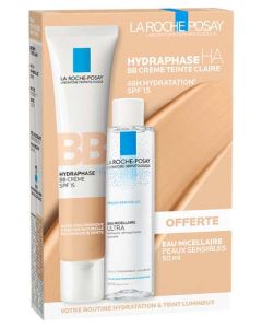 La Roche-Posay Coffret Hydraphase HA BB Crème Claire 40ml + Eau Micellaire Peaux Sensibles 50ml