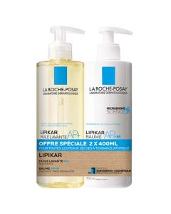 La Roche-Posay Lot Lipikar Baume AP+M Relipidant 400ml + Huile Lavante AP+ 400ml