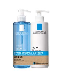 La Roche-Posay Lot Lipikar Lait Corps Hydratant 400ml + Gel Lavant 400ml