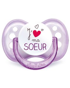 Luc et Léa Sucette Silicone j'Aime Ma Soeur 6 Mois+ 1 Sucette