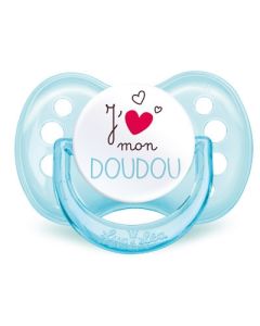 Luc et Léa Sucette Silicone j'Aime Doudou 6 Mois+ 1 Sucette