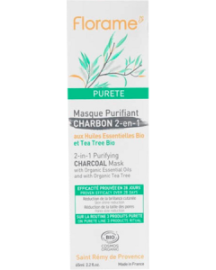 Florame Pureté Masque Purifiant Charbon 2en1 Bio 65ml