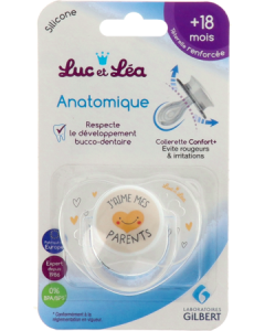 Luc et Léa Sucette +18 mois Anatomique "J'aime mes Parents"
