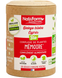 Nat&Form Ecoresponsable Ginkgo Cyprès Bio Gélules Végétales x120