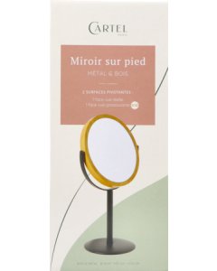 Cartel Miroir Pied Métal Cadre Bois X10