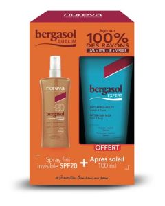 Noreva Bergasol Sublim Coffret - Spray Spf20 & Lait Après Soleil Spray : 125ml
Lait : 100ml