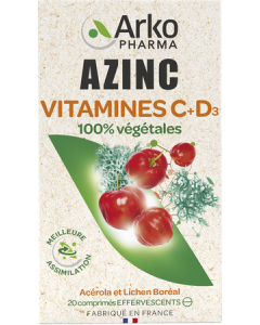 Arkopharma Azinc Vitamines C + D Comprimés Effervescents x20