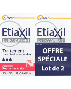 Etiaxil Detranspirant Aisselles Peaux Normales Roll On 15ml X2