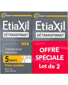 Etiaxil Détranspirant Aisselles Peaux Sensibles Men Roll On 15ml X2