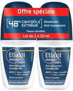 Etiaxil Anti-Transpirant Homme 48h Roll On 50ml X2