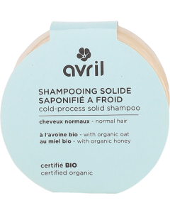 Avril Shampooing Solide Saponifié à Froid Cheveux Normaux Certifié Bio 100g