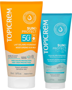 Topicrem Sun Protect Spf50+ Lait Solaire Hydratant 200ml + Douche Réhydratante 200ml