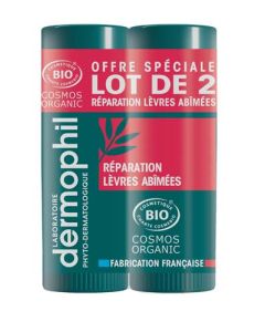 Dermophil Lot Sticks à Lèvres Abimées Bio 2x4g