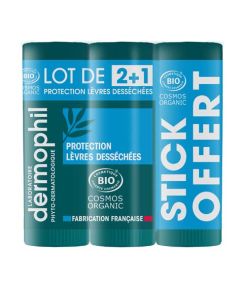 Dermophil Lot Sticks Lèvres Desséchées Bio 3x4g