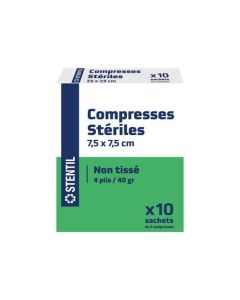 Stentil Compresses Non Tissées 7,5x7,5cm 10 sachets de 2 