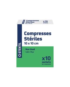Stentil Compresses Non Tissées 10x10cm 10 sachets de 2 